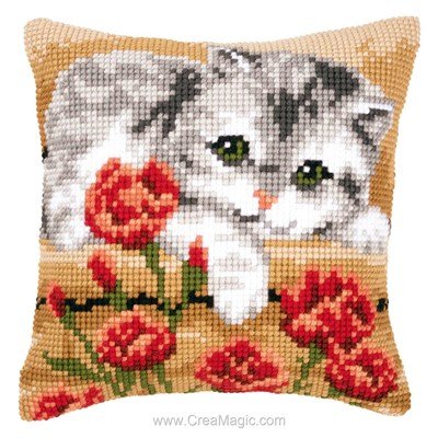 Coussin Vervaco un amour de chaton au point de croix