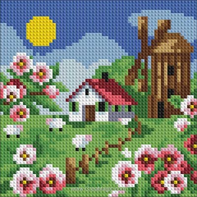 Broderie diamant spring landscape - Diamond Painting