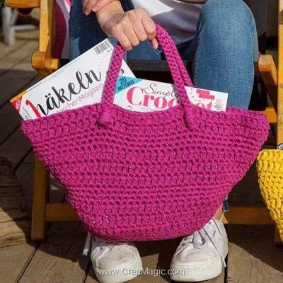 Kit sac au crochet - De plage avila  - crazy plum - Hoooked
