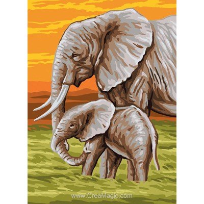 Savane et éléphants canevas de Royal Paris