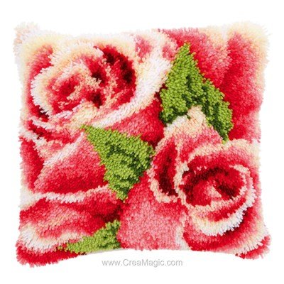 Kit coussin point noue roses rose de Vervaco