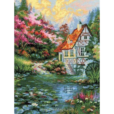 Kit Point De Croix Riolis 'Matin à La Campagne' - Modèle Compté, Toile Aida 14ct, Complet Avec Fils Et Aiguille