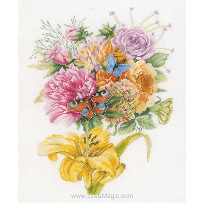 Modèle point de croix les papillons des fleurs préférées de Lanarte