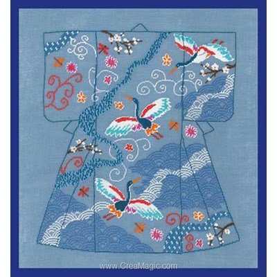 Kit broderie point de croix kimino heron - Le Bonheur Des Dames