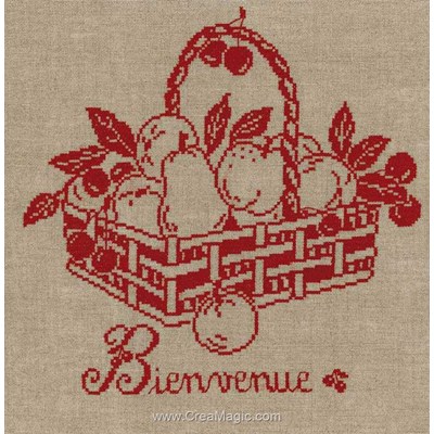 Kit broderie imprimée Au Fil De L'Ange binevenue - panier de fruits