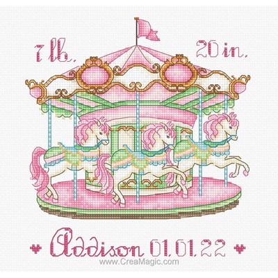 Kit broderie Baby carousel - rose - LETISTITCH