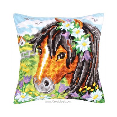 Coussin Collection d'art au point de croix jolie poney