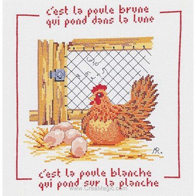 La poule brune kit tableau point de croix - Marie Coeur