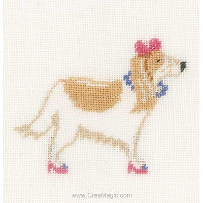 Lanarte kit chien avec nœud rose sur lin