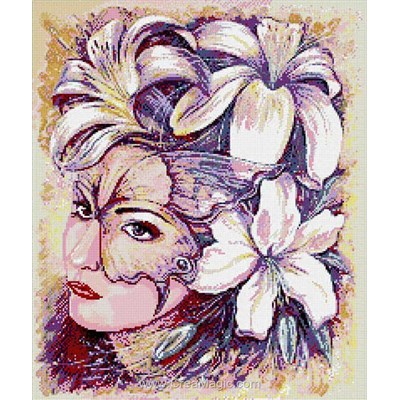 Kit broderie diamant woman in flowers - Diamond Painting