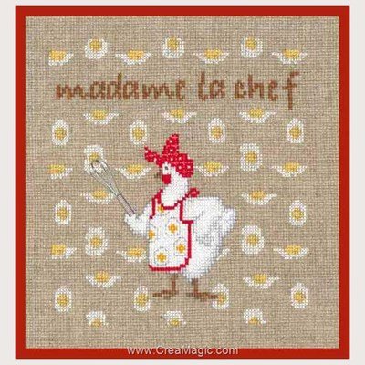 Tableau point de croix madame le chef - poule de Le Bonheur Des Dames