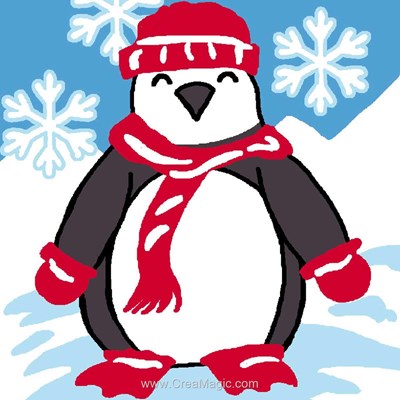 Pingouin et son écharpe kit canevas enfant - Luc Création