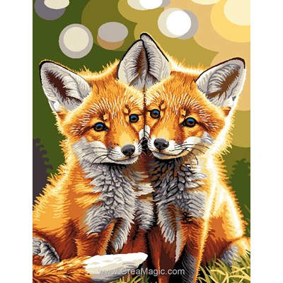 Canevas Mimo Verde Câlin de renardeaux