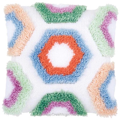 Kit coussin point noue hexagones pastels - Vervaco