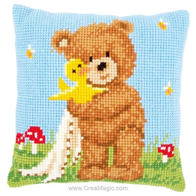 Kit coussin popcorn l'ours au point de croix de Vervaco