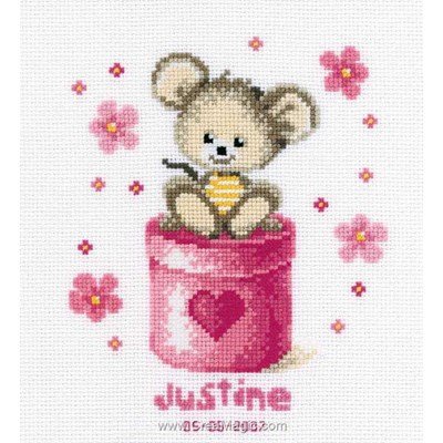 Broderies pour bébé Vervaco petite souris rose