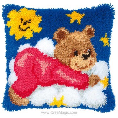 Kit coussin point noue ousron dans les nuages rose - Vervaco