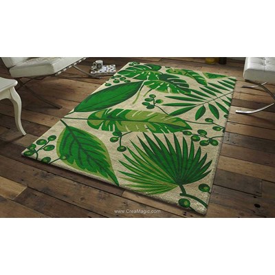 Tapis point noué feuilles tropicales de Smyrnalaine