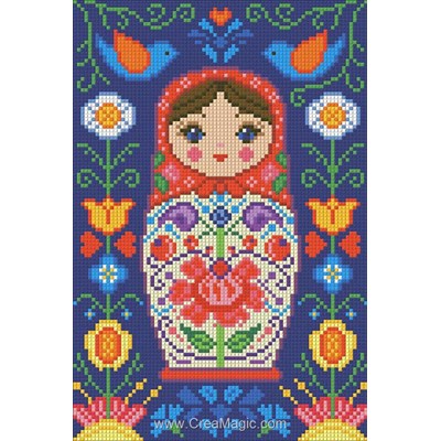 Kit broderie diamant poupée russe avec fleurs de Diamond Painting