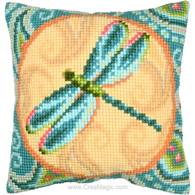 Coussin au point de croix Libellule en kit
