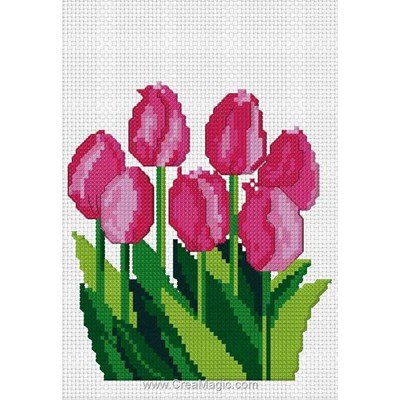 Mini kit Luc Création à broder les tulipes roses