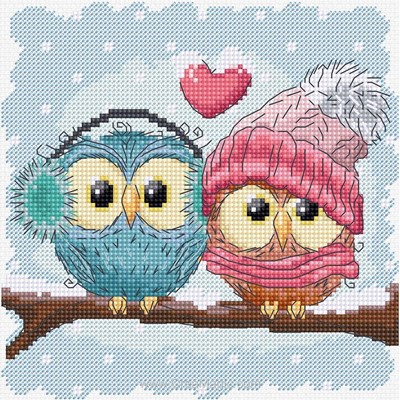 Broderie Amour et Amitié - Two cute owls - Luca-S