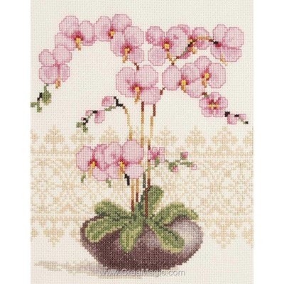 Kit broderie pot d'orchidées - Vervaco