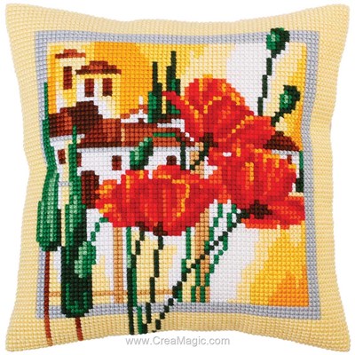 Kit coussin village de toscane de Collection d'art au point de croix