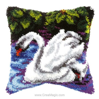 Coussin point noué cygne solitaire - Orchidea