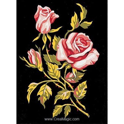 Kit canevas debutant des roses sur fond noir de Royal Paris