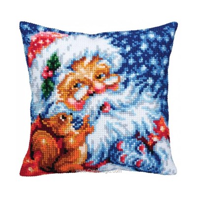 Kit coussin point de croix joyeux père noël de Collection d'art