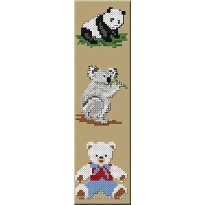Marque page à broder panda, koala et ourson Planète Mauve