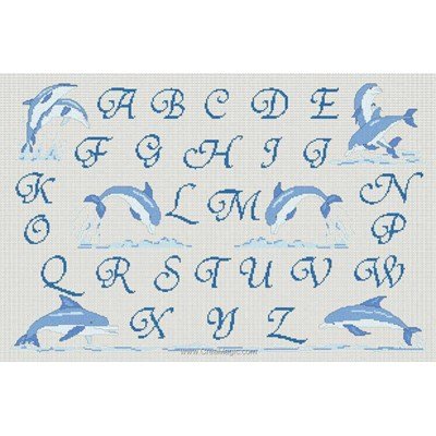 Kit point de croix d'Anagram à broder abc dauphins