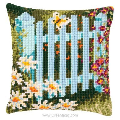 Coussin la porte du jardin au point de croix - Vervaco