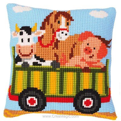 Coussin au point de croix Vervaco les animaux de la ferme