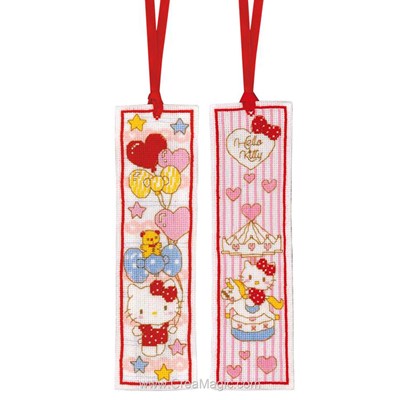 Marque pages à broder hello kitty doodle heart - lot de 2 - Vervaco
