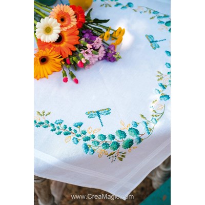 Kit Nappe Broderie Point de Croix imprimée - Eucalyptus - Vervaco