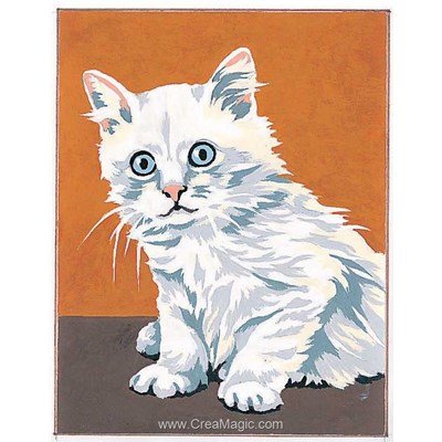 Kit canevas enfants SEG chat blanc aux yeux bleus