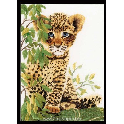 Bébé léopard tableau point de croix - Lanarte
