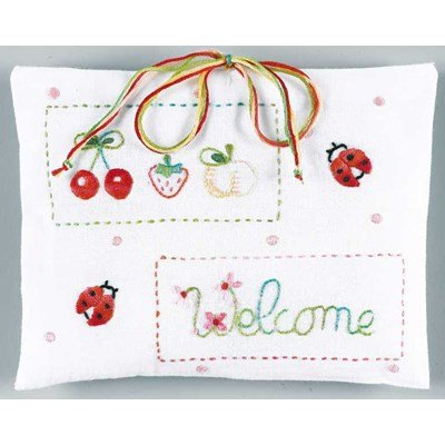 Kit coussin welcome été à broder en broderie traditionnelle de DMC