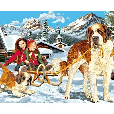 Glissade hivernal de saint bernard canevas chez Mimo Verde