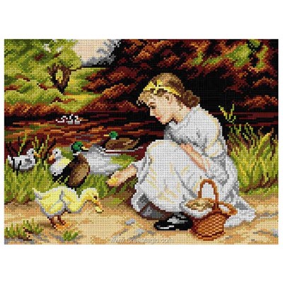 Canevas Personnages Enfants - Canevas la fillette aux canards - Orchidea