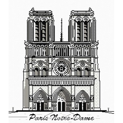 Broderie modele point de croix paris notre dame - face - Marie Coeur