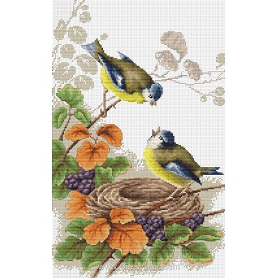 Nid de mésanges kit broderie de Luca-S au point de croix