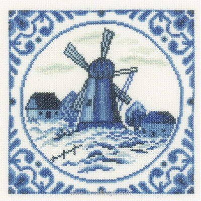 Le moulin en monochrome kit point de croix - Lanarte