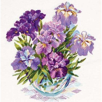 Iris dans le vase broderie modele point de croix - RIOLIS
