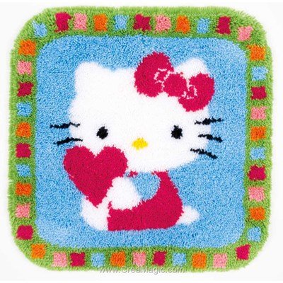 Kit tapis point noué Vervaco kitty avec coeur