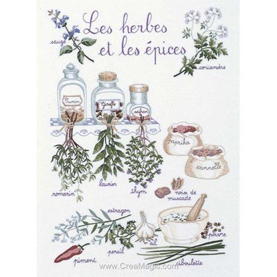 Broderie imprimée en kit les herbes et les épices de domi - Royal Paris