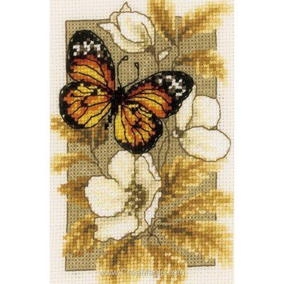 Mini broderie en kit automne et papillon marron de Vervaco
