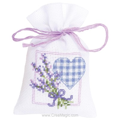 Kit sachet senteur brin de lavande et cœur - lot de 3 à broder - Vervaco